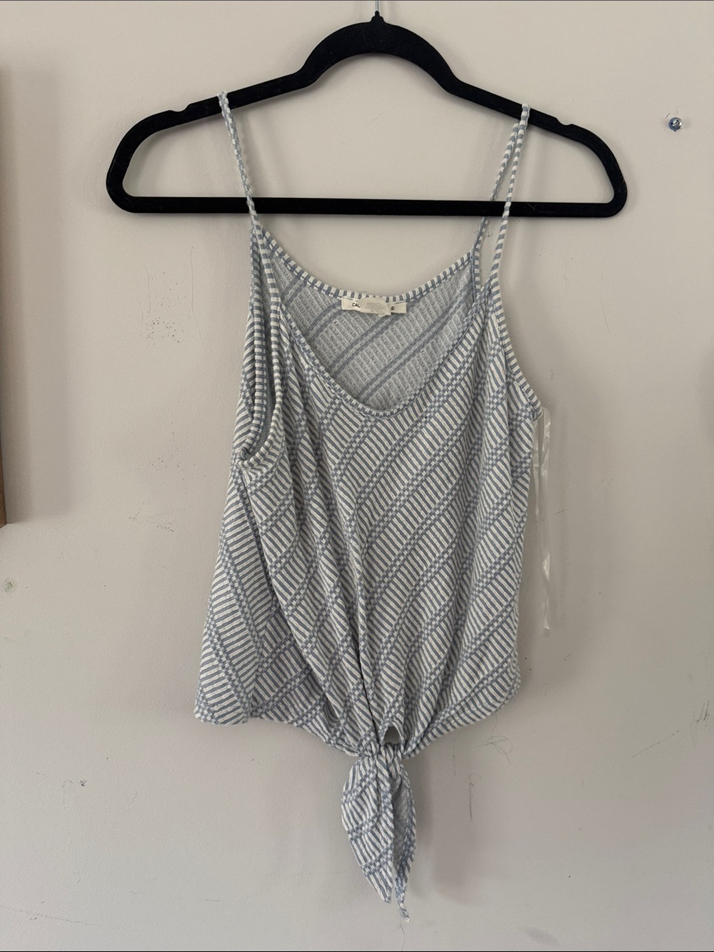 Caution To The Wind Blue & White Striped Tie-Front Cami